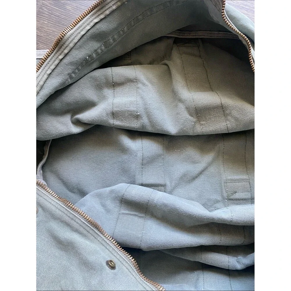 Vintage Military Duffel Bag / Kit Bag Olive Green Canvas Large Utility Carry Bag